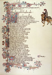 The Knight (detail) from The Canterbury Tales, by Geoffrey Chaucer, Ellesmere Manuscript, facsimile edition, 1911